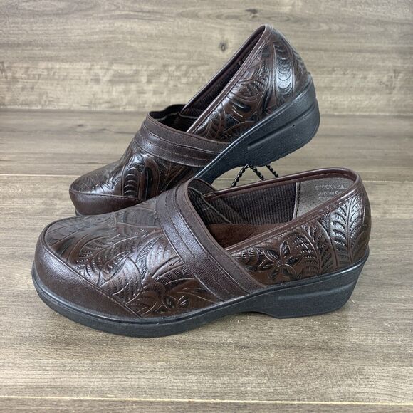 Easy Street Womens Brown Clogs Size 6.5 Slip On Comfort Arch Support - Picture 1 of 11